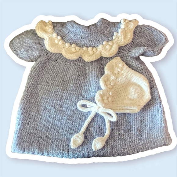 COPY - 🤍Alpaca Silk Blend Baby Dress & Bonnet Set🤍 - Picture 1 of 2